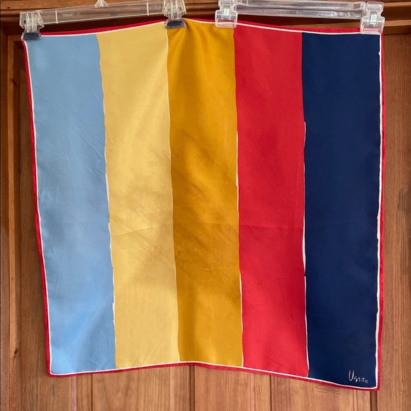 VERA NEUMANN Vintage Vibrant Colorblock Silky Square Scarf - Picture 11 of 16